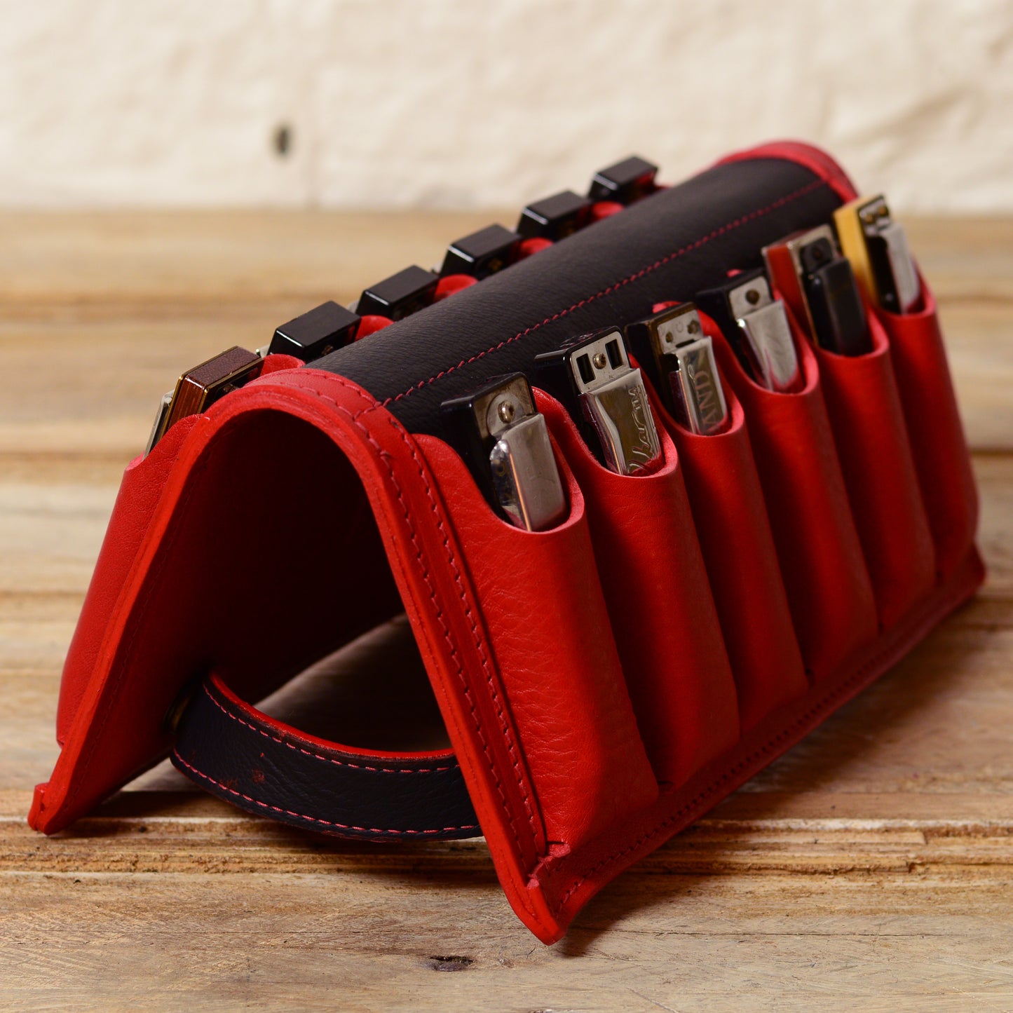 12-Pack Leather Harmonica Case