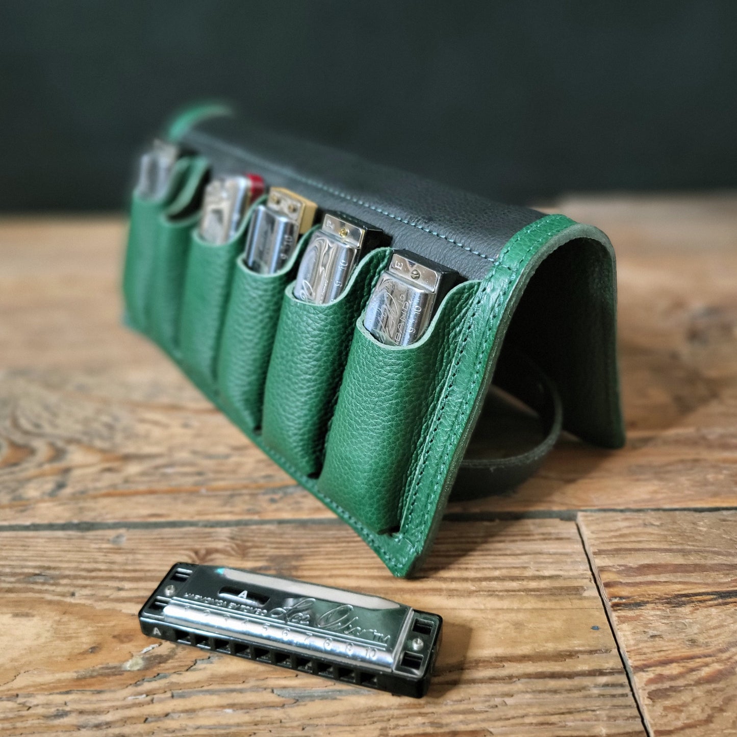 6-Pack Leather Harmonica Case