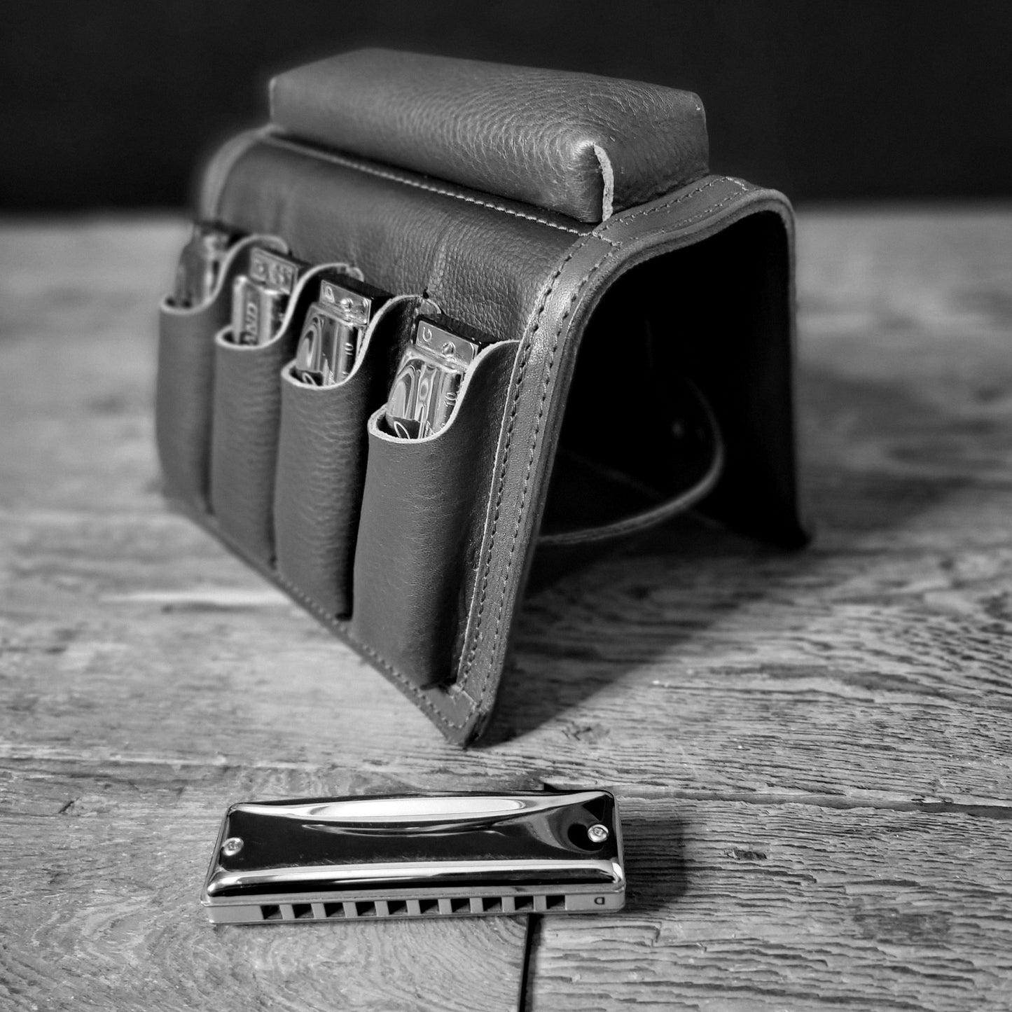 9-Pack Leather Harmonica Case