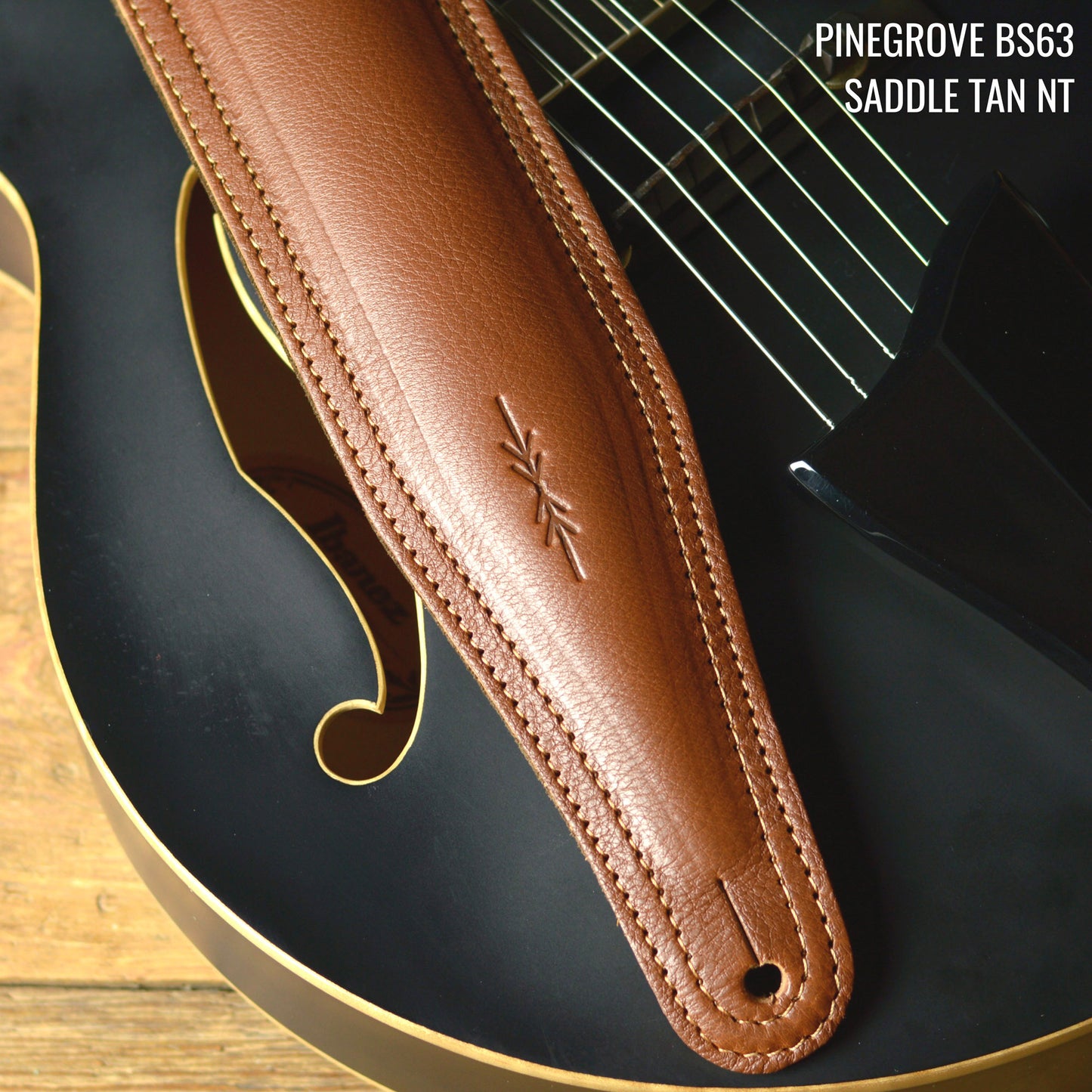 BS63 Wide Padded Guitar Strap - Natural Leather