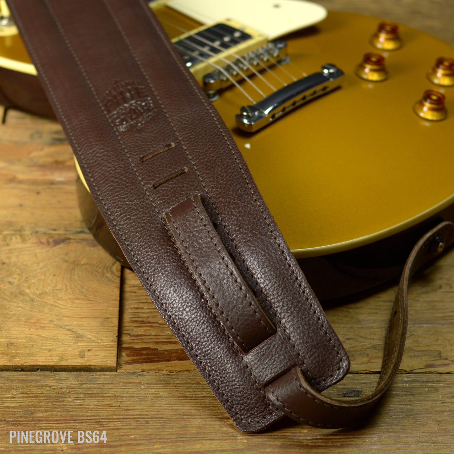 BS64 4"/100mm Bass Guitar Strap -  Natural Leather