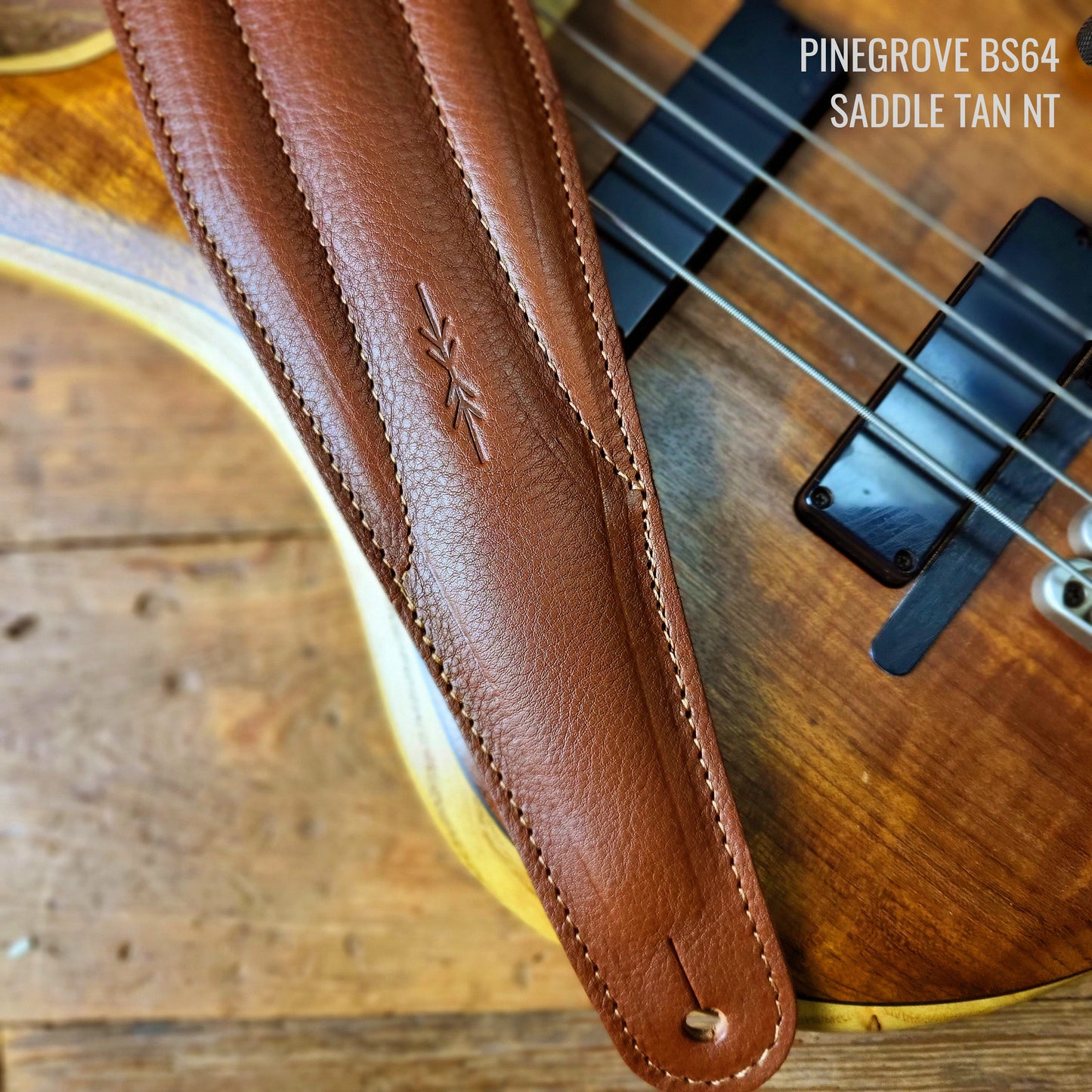BS64 4"/100mm Bass Guitar Strap -  Natural Leather