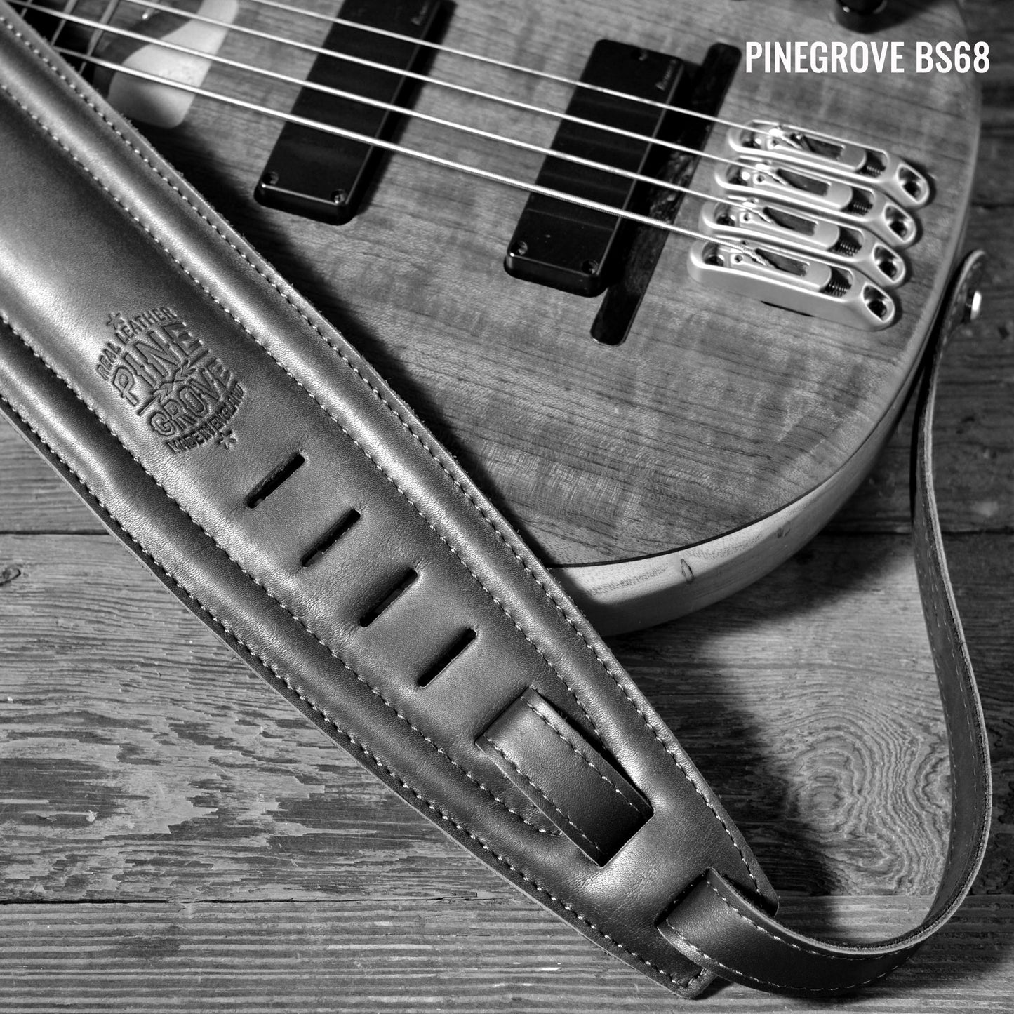 BS68 4" Surfboard Bass Guitar Strap - Smooth Leather