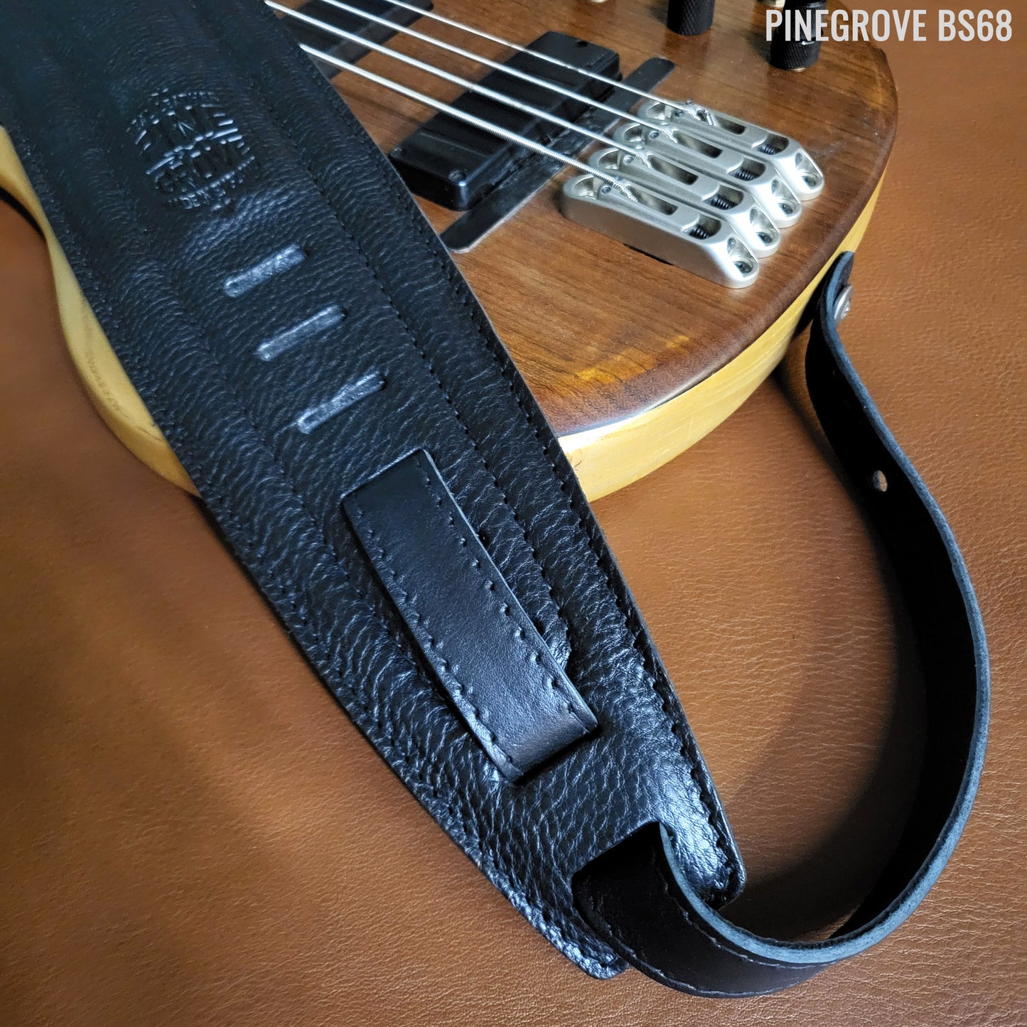 BS68 4" Surfboard Bass Guitar Strap - Natural Leather