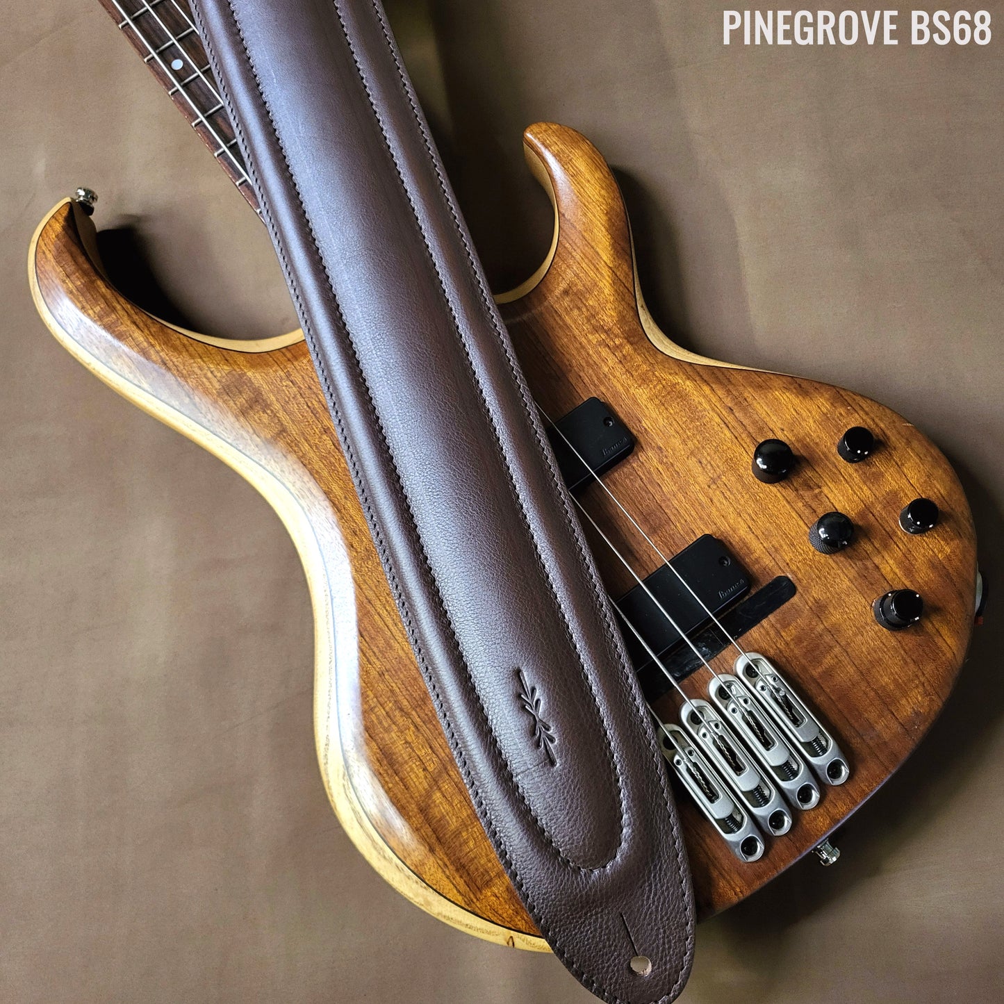 BS68 4" Surfboard Bass Guitar Strap - Natural Leather