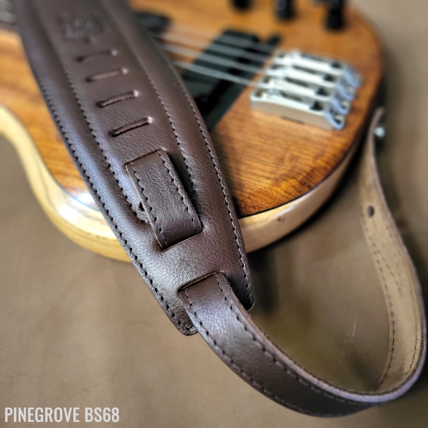 BS68 4" Surfboard Bass Guitar Strap - Natural Leather
