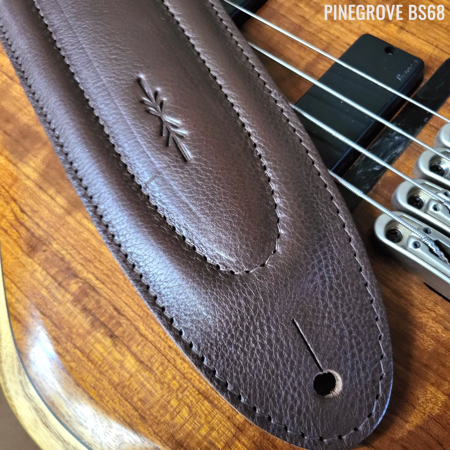 BS68 4" Surfboard Bass Guitar Strap - Natural Leather