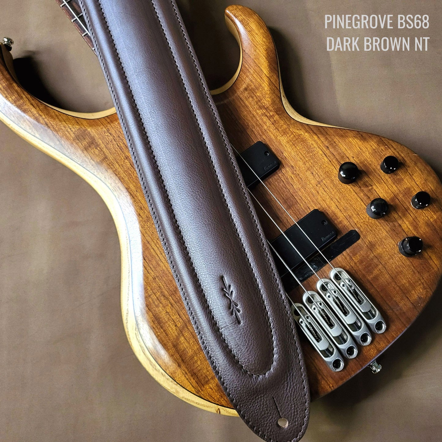 BS68 4" Surfboard Bass Guitar Strap - Natural Leather