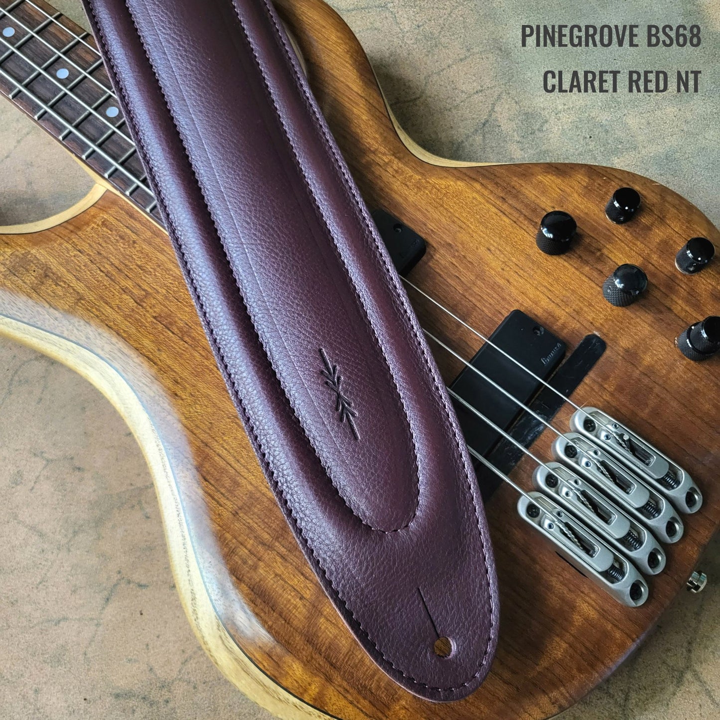 BS68 4" Surfboard Bass Guitar Strap - Natural Leather