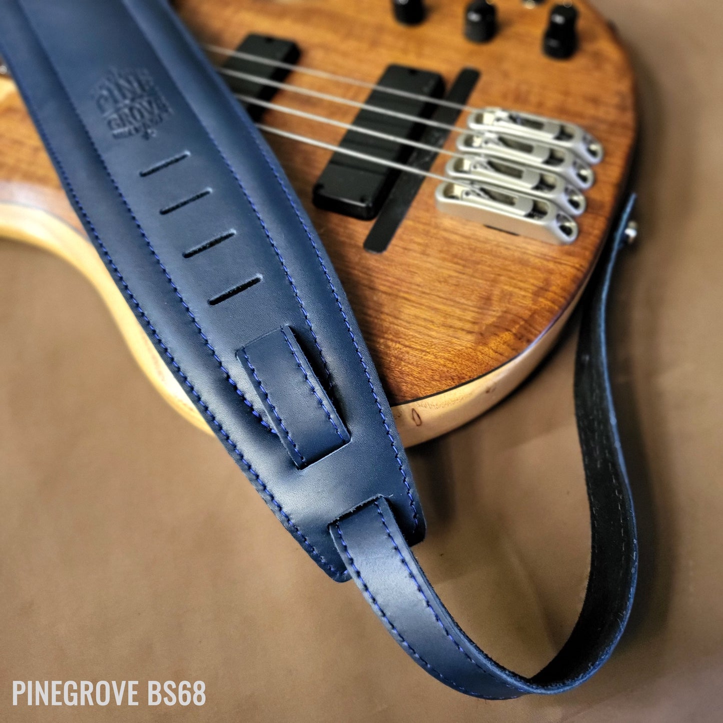 BS68 4" Surfboard Bass Guitar Strap - Smooth Leather
