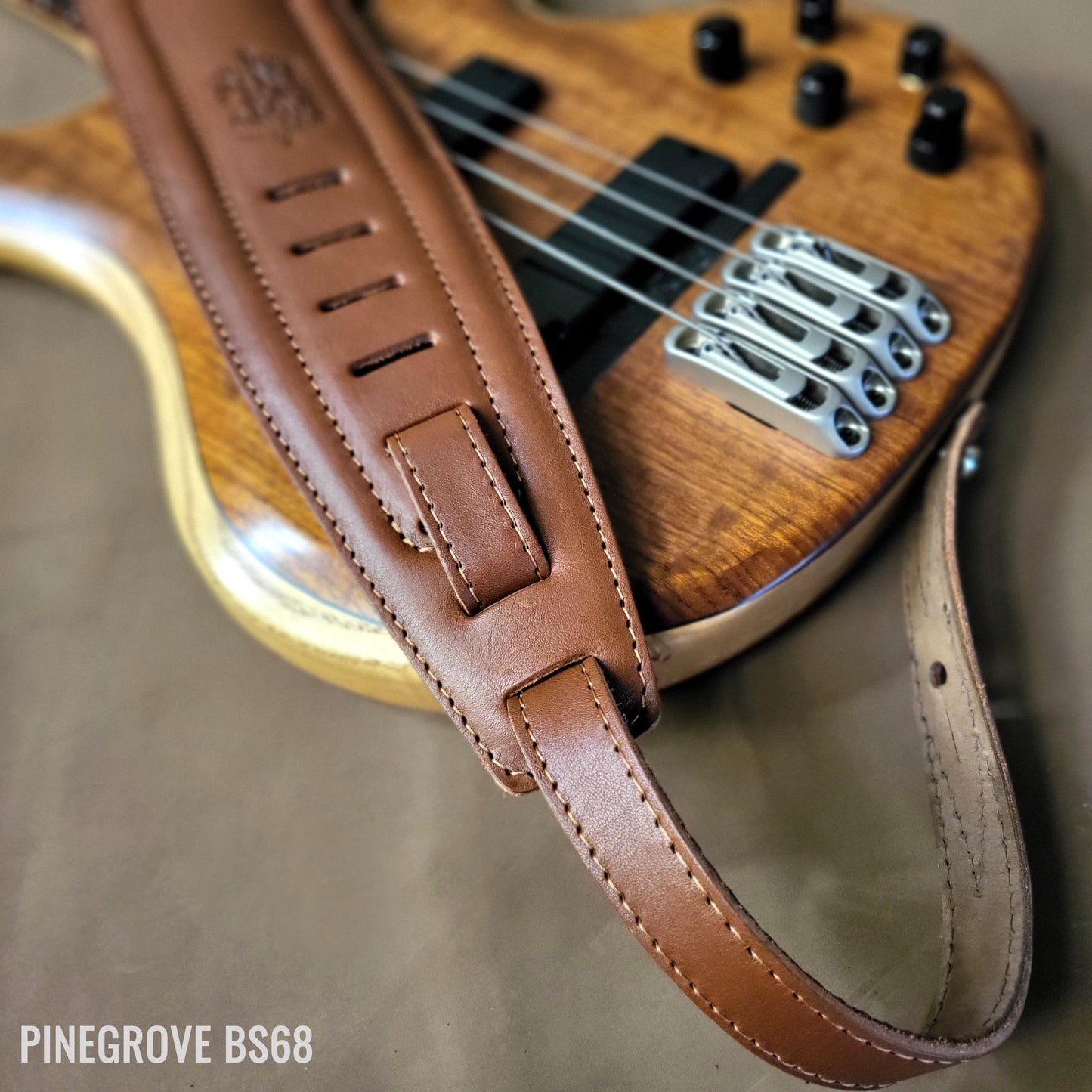 BS68 4" Surfboard Bass Guitar Strap - Natural Leather