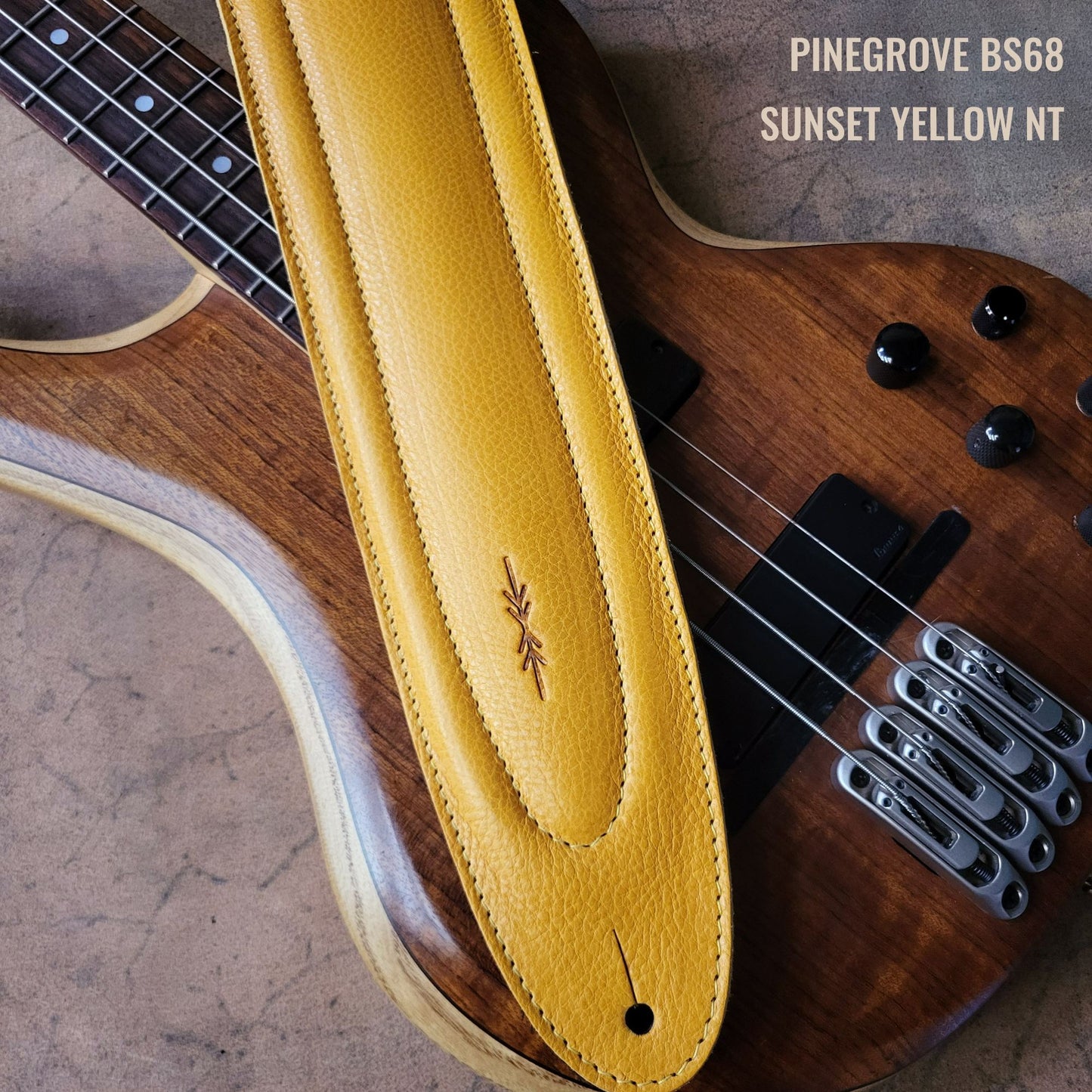 BS68 4" Surfboard Bass Guitar Strap - Natural Leather