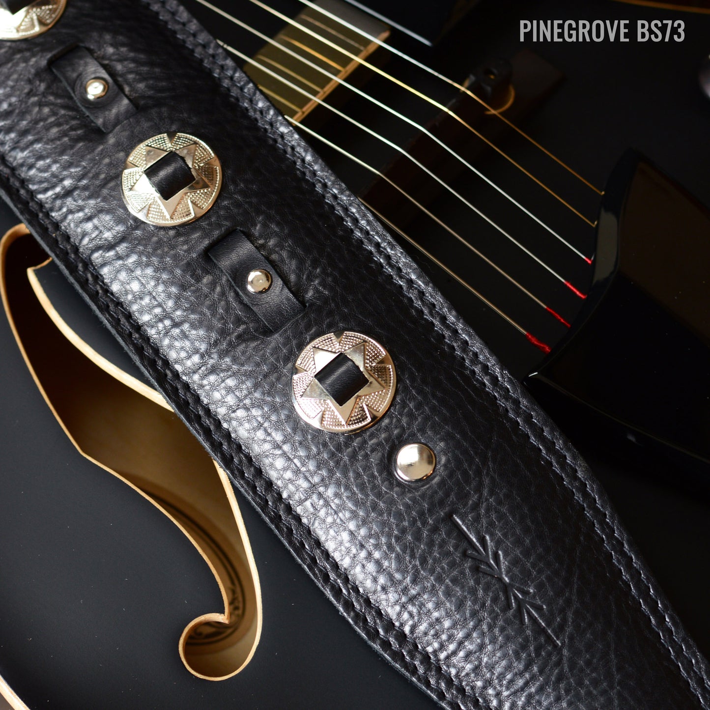 BS73 Western Guitar Strap - Silver Conchos