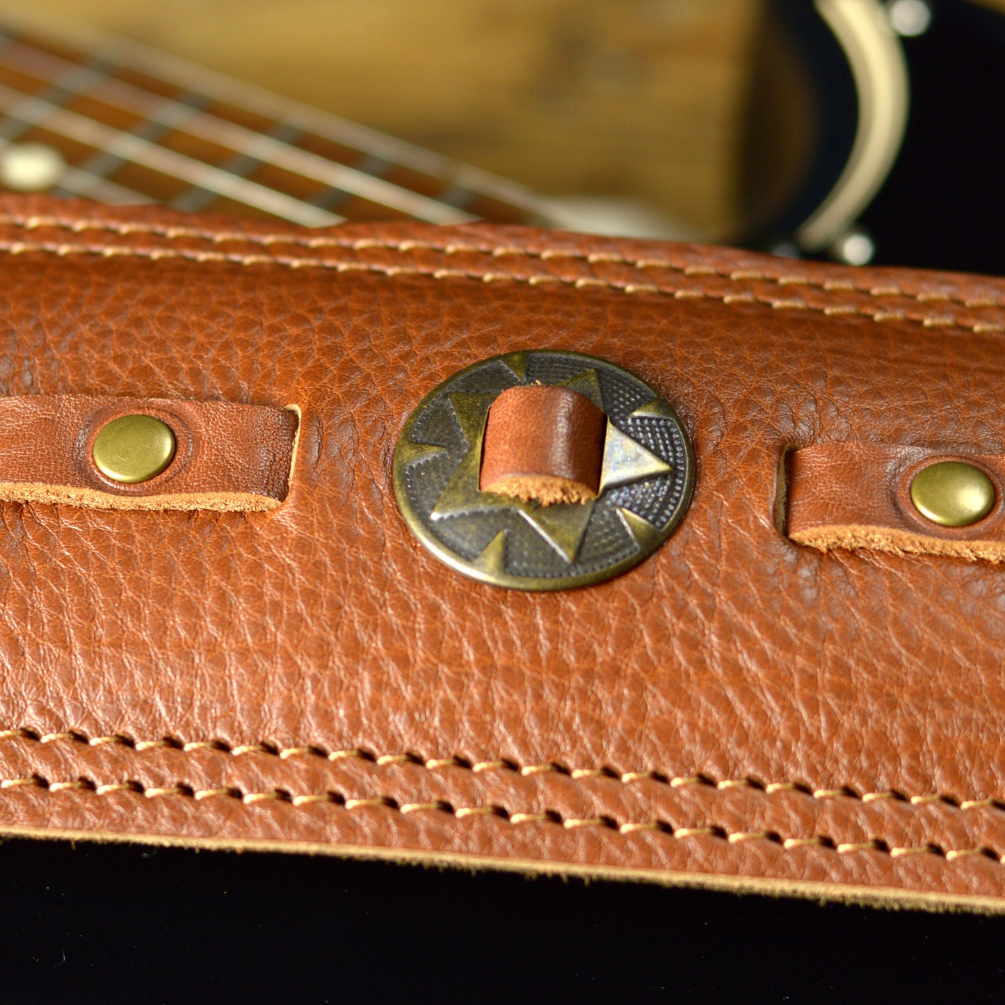 BS73 Western Guitar Strap - Bronze Conchos