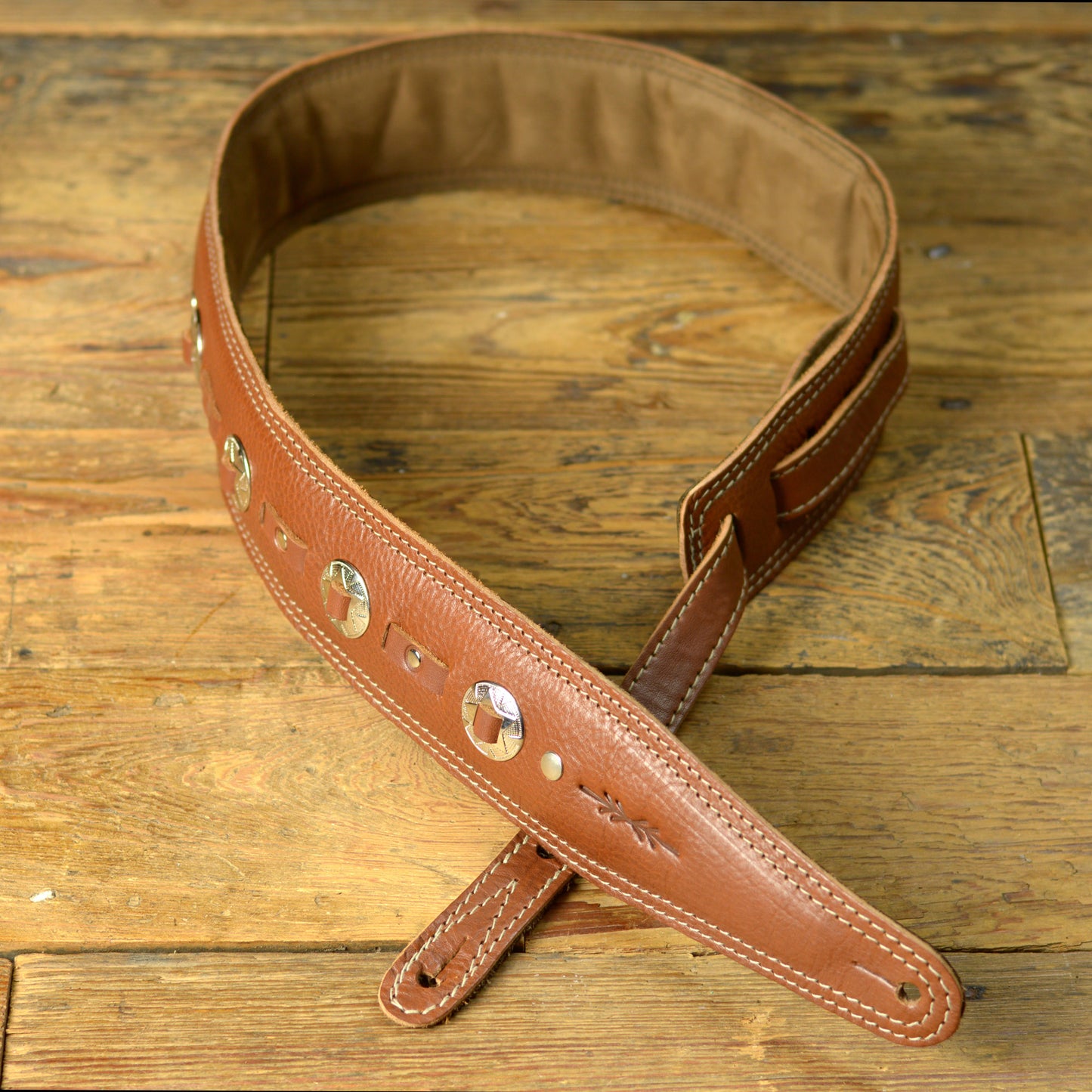 BS73 Western Guitar Strap - Silver Conchos