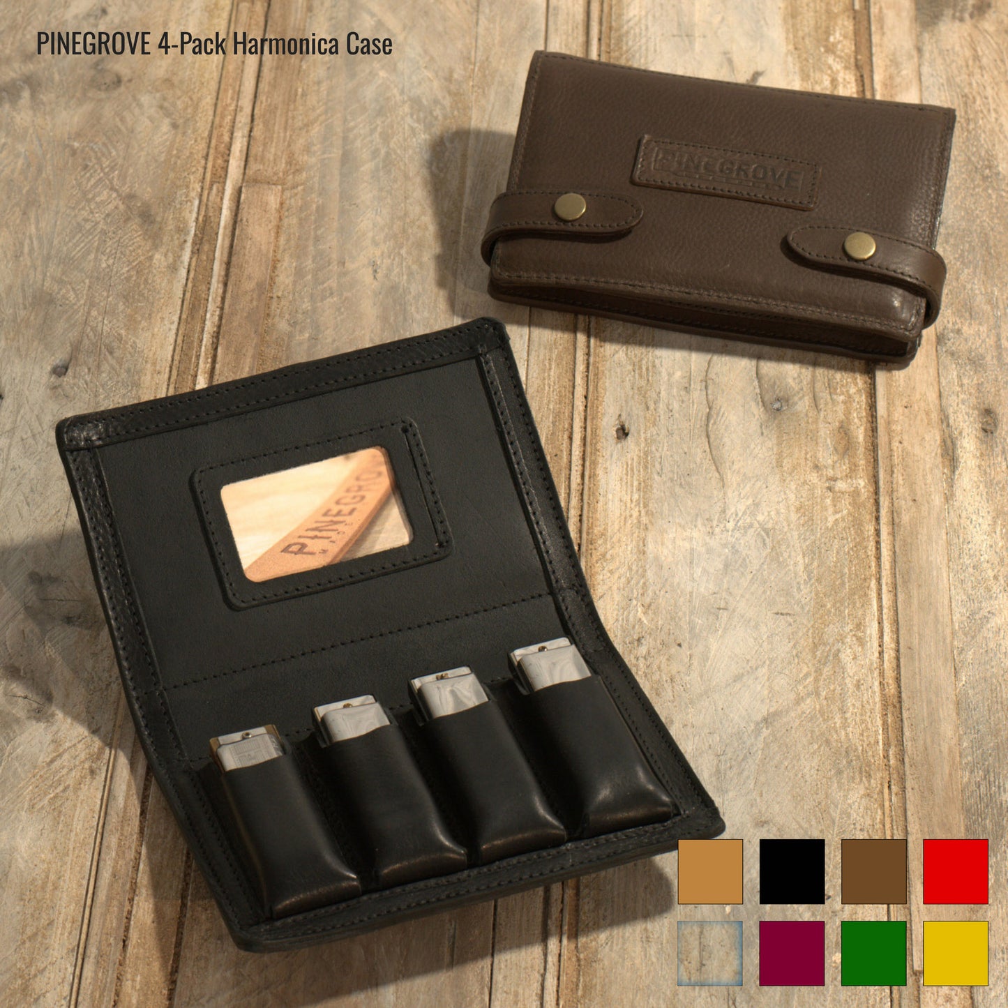 4-Pack Leather Harmonica Case