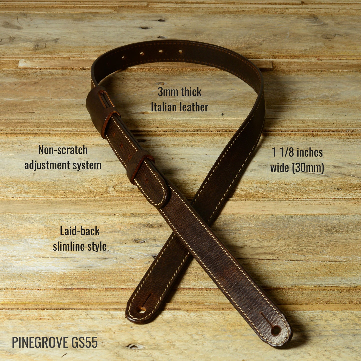 GS55 Slim Leather Guitar Strap
