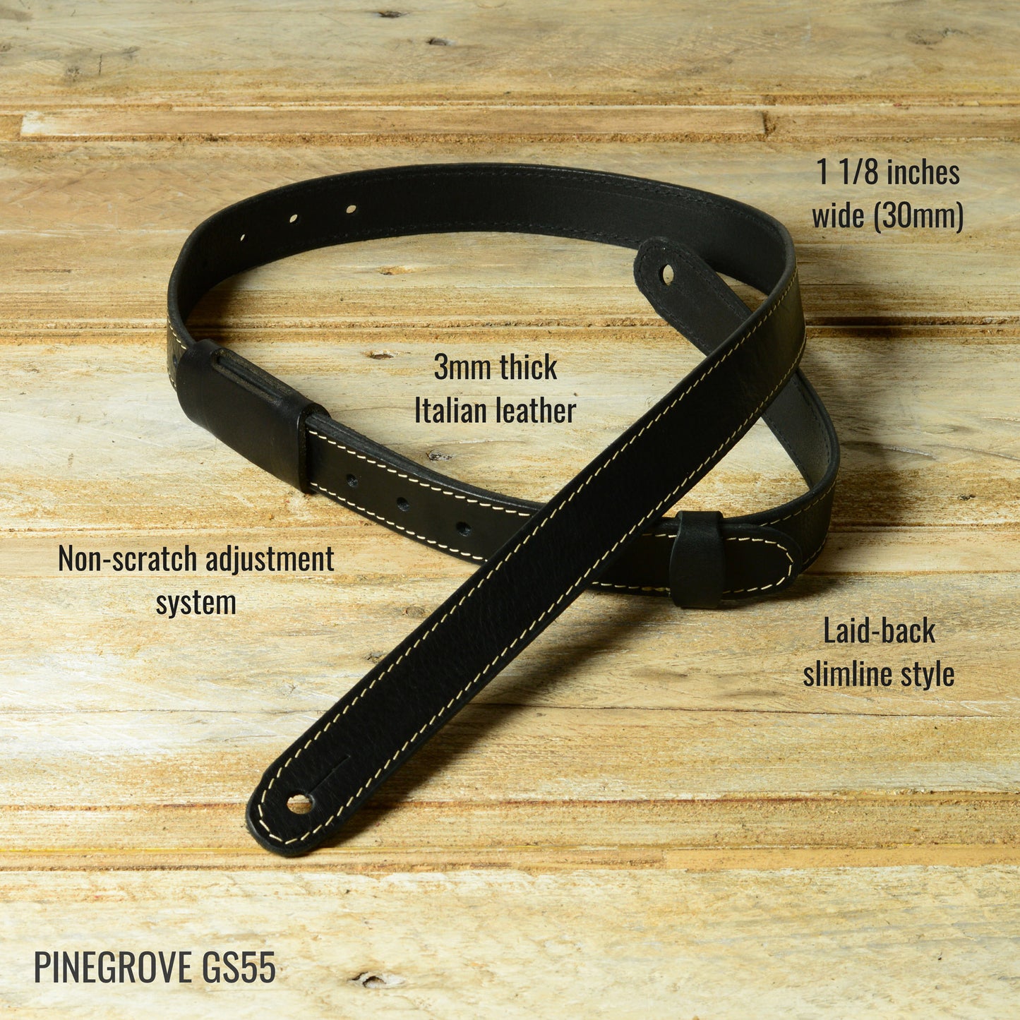 GS55 Slim Leather Guitar Strap