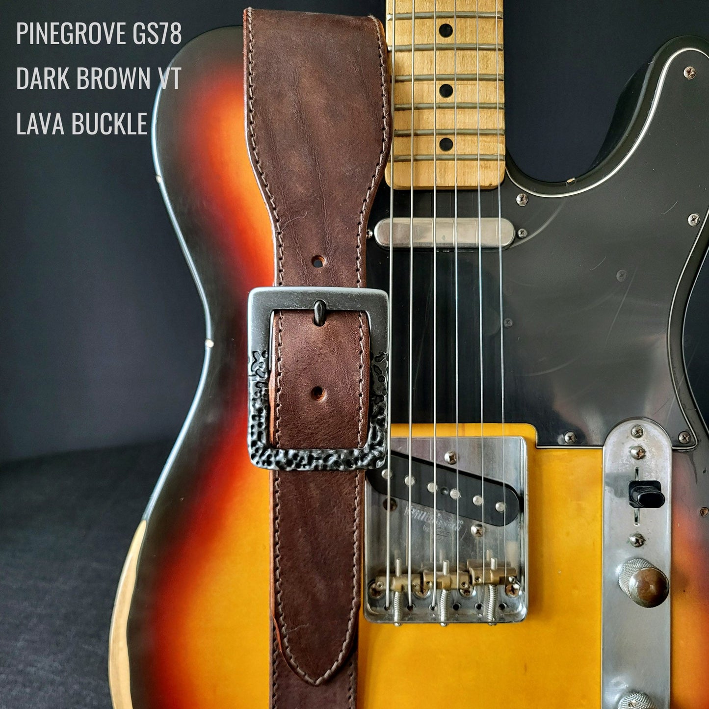 GS78 Leather Guitar Strap With Lava Buckle
