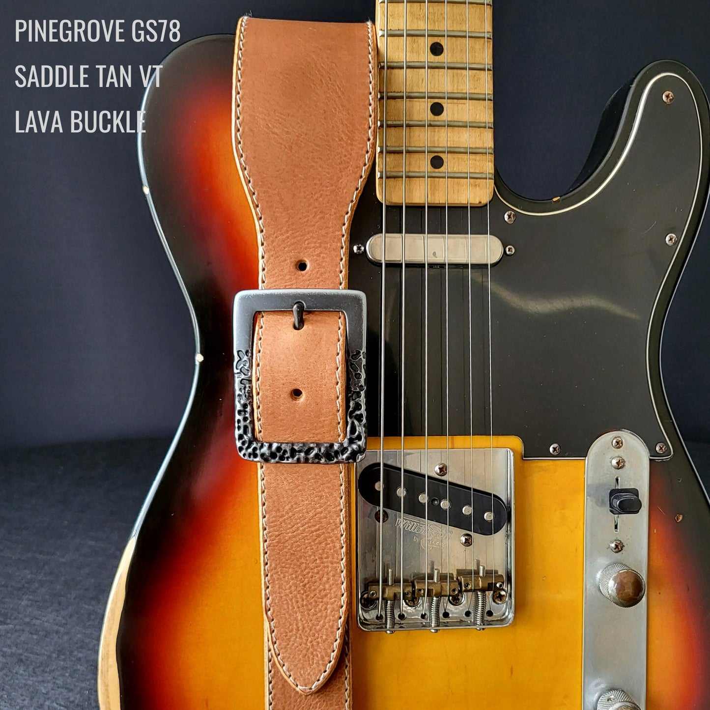 GS78 Leather Guitar Strap With Lava Buckle