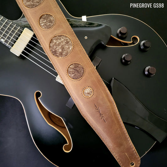 GS98 'Old Cowhand' Leather Guitar Strap - Tan Relic
