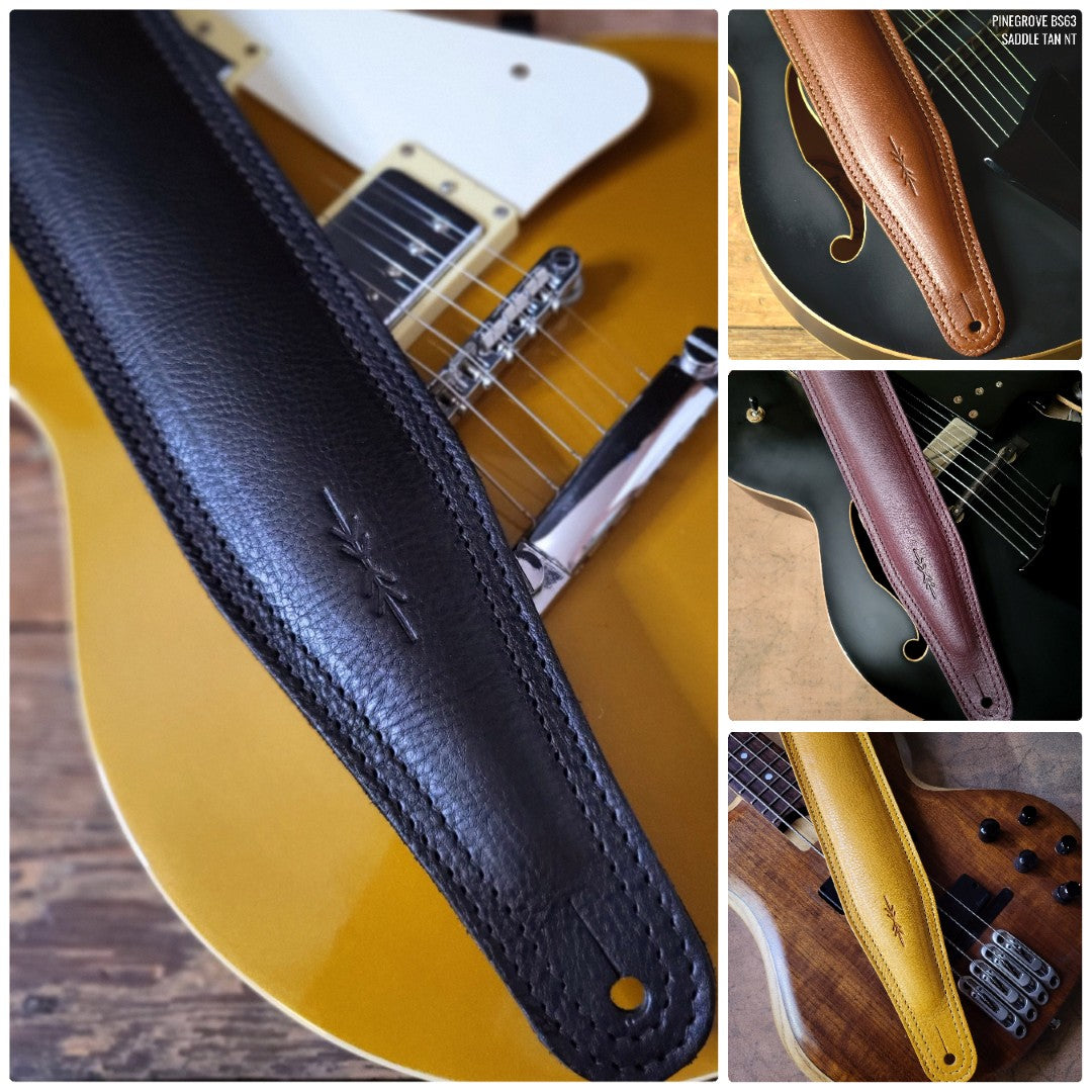BS63 Wide Padded Guitar Strap - Natural Leather
