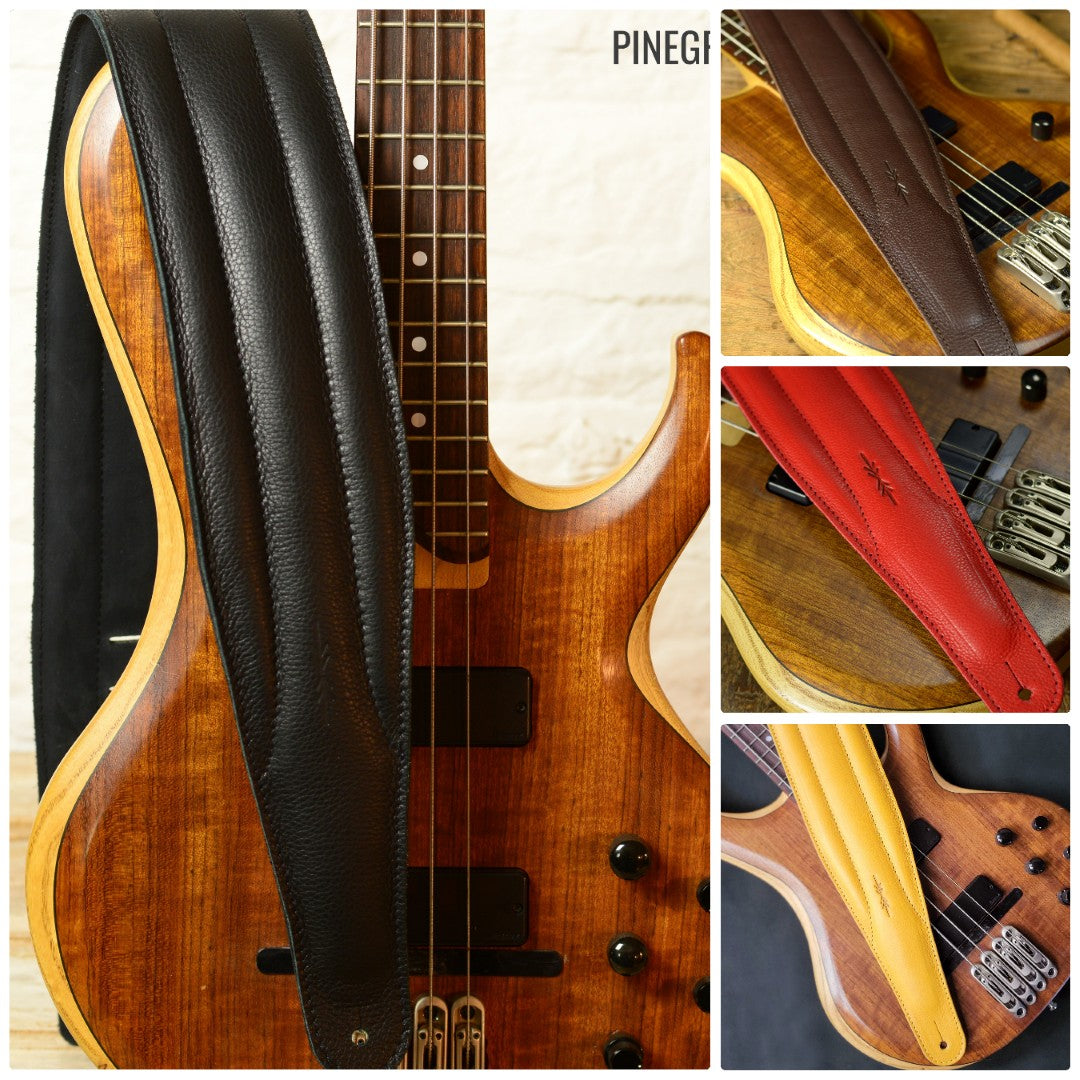 BS64 4"/100mm Bass Guitar Strap -  Natural Leather