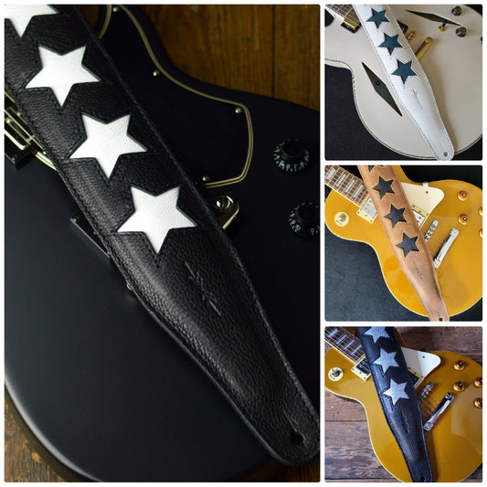 GS96 Leather Guitar Strap With Stars