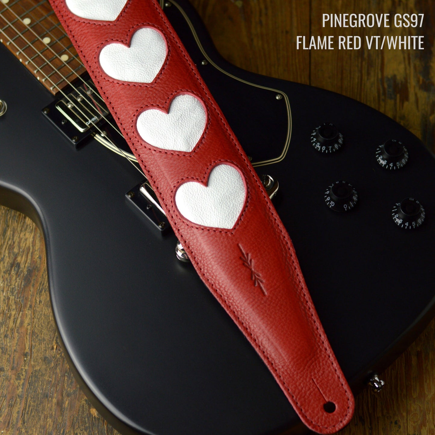 GS97 Leather Guitar Strap With Hearts