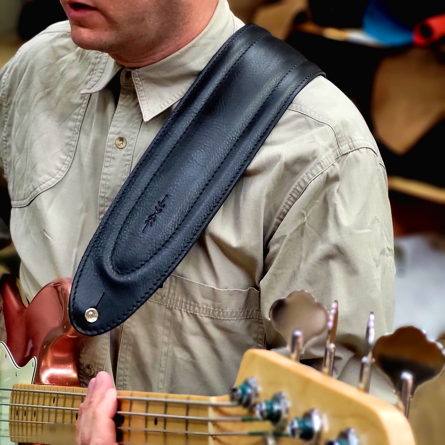 BS68 4" Surfboard Bass Guitar Strap - Natural Leather