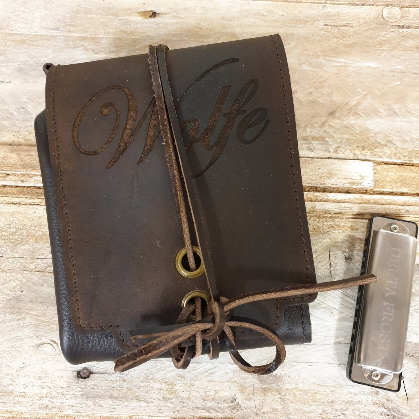 Straight-8 Leather Harmonica Case