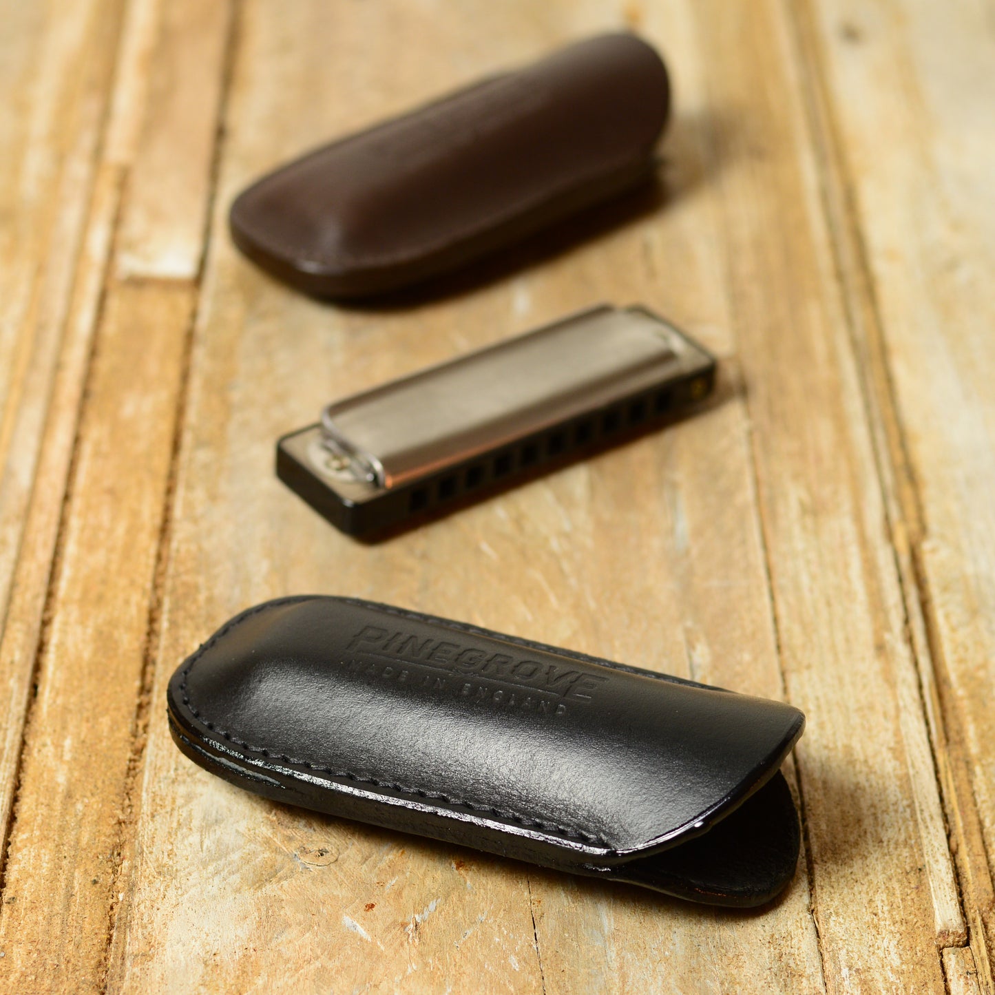 Single Harmonica Pouch - shaped leather