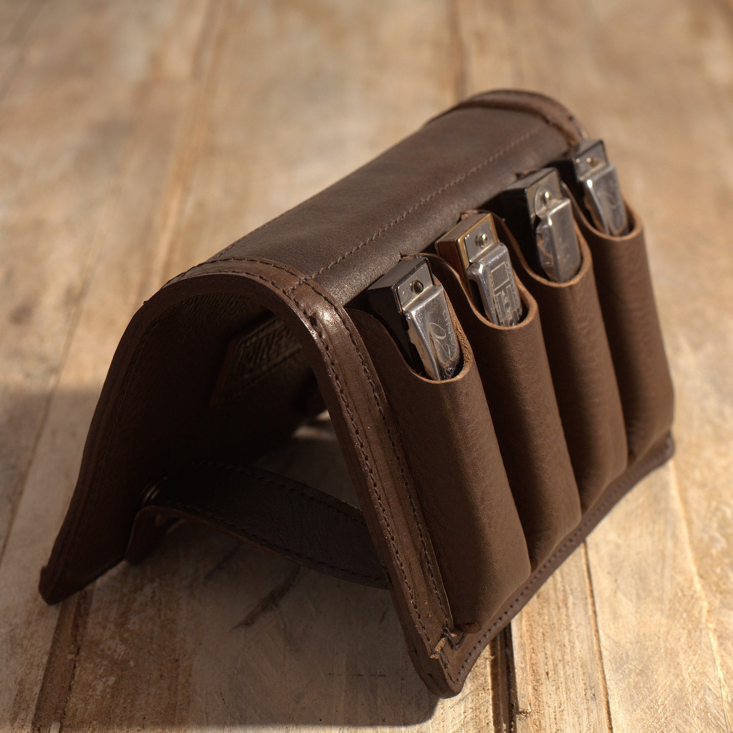4-Pack Leather Harmonica Case